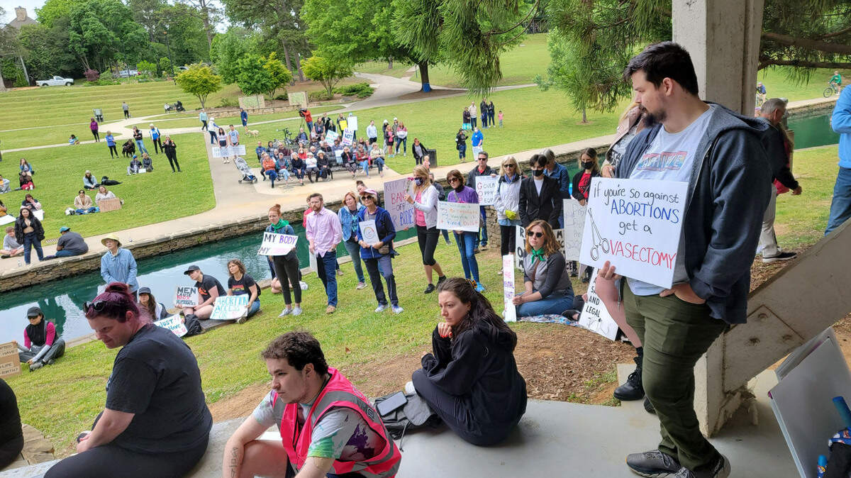 Hundreds gather in Charlotte’s Freedom Park Sunday, May 8, 2022 to protest a potential Supreme Court decision overturning Roe v. Wade.