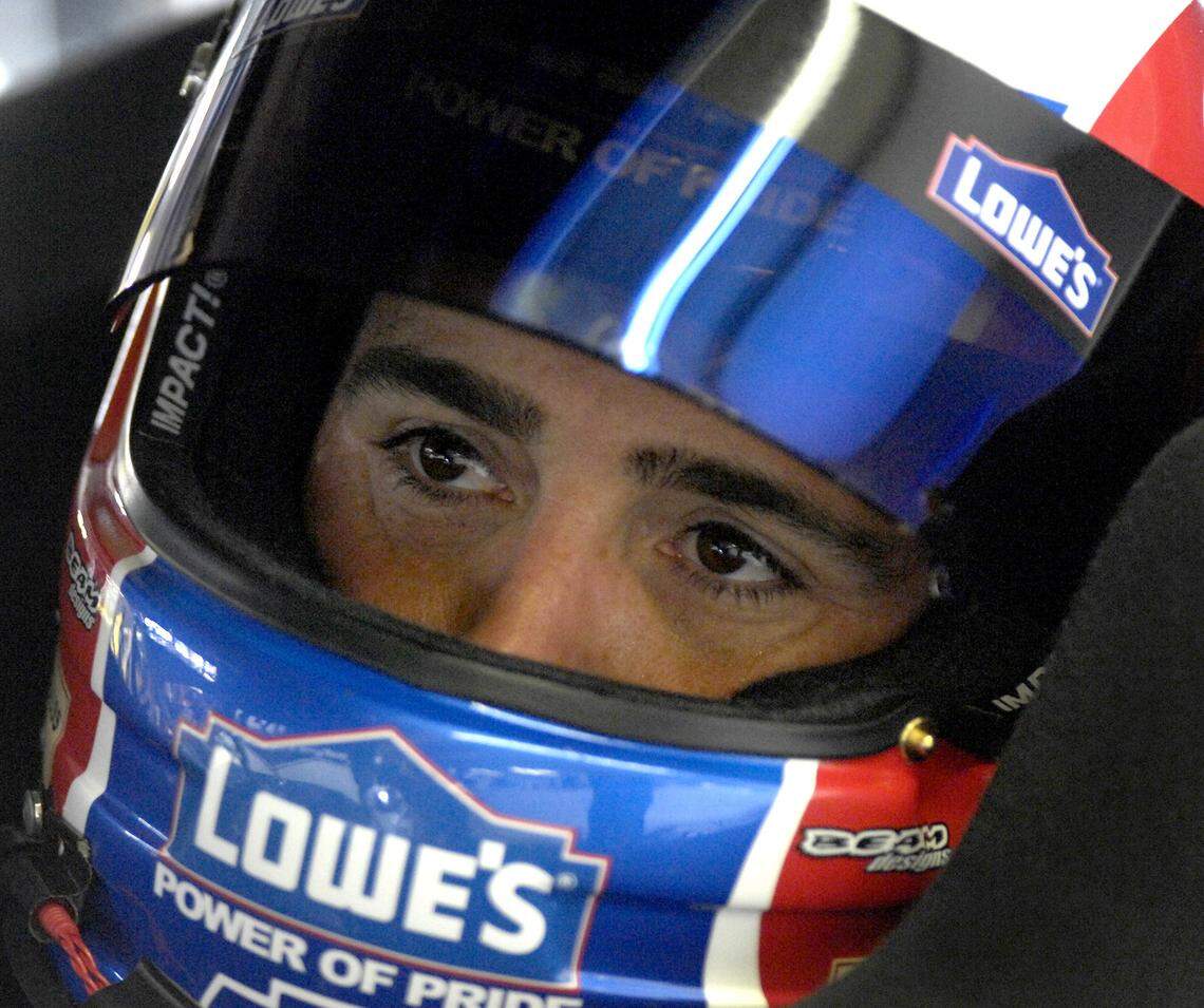 In 2007, Jimmie Johnson revs up at Charlotte Motor Speedway.