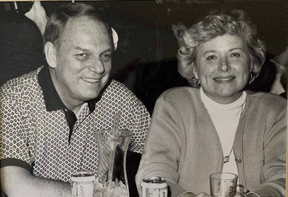 Bill and Mimi Bauer, shown during a vacation in New Orleans, were married for 55 years. She was at his bedside when he died of COVID-19 on April 16th in a Charlotte hospital, wearing a turquoise sweater under her personal protection equipment because he always thought she looked nice in turquoise.