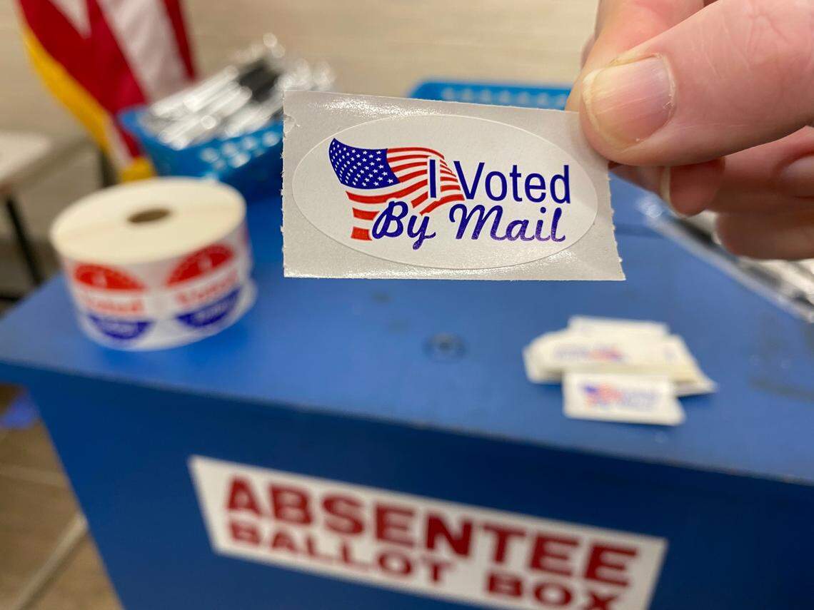 The Board of Elections office on Kenilworth Avenue, where you can drop off your absentee ballot, has two different types of “I voted” stickers.