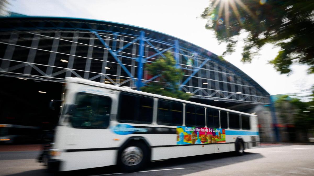 A CATS bus passes the Charlotte Transportation Center on East Fourth Street in Charlotte, N.C., Tuesday, July 12, 2022. CATS bus drivers would get “significant pay raises” under a contract deal tentatively reached between their union and employer, a CATS spokesman said on Tuesday, Sept. 20, 2022.