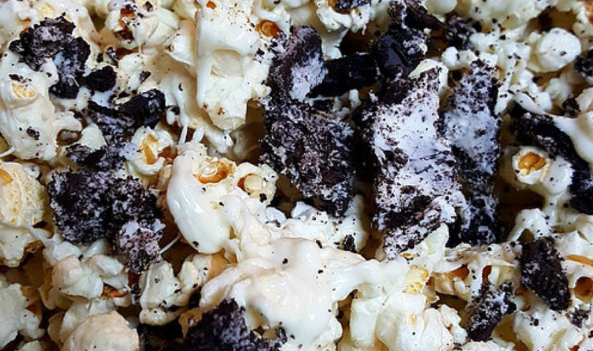 Cookies and cream kettle corn from It’s Poppin’ Gourmet Kettle Corn.