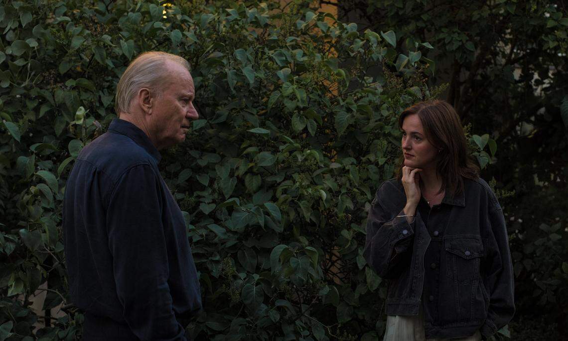 Stellan Skarsgard, left, and Renate Reinsve in Joachim Trier’s ‘Sentimental Value.’