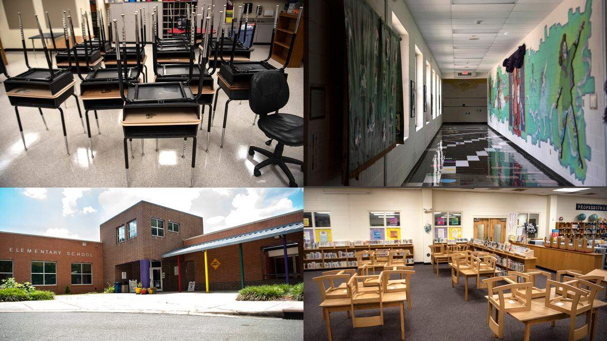 University Park Creative Arts Elementary School near Beatties Ford Road in Charlotte, N.C., on Monday, July 13, 2020. Charlotte Mecklenburg Schools will reopen under full remote instruction this fall, walking back an earlier move to begin school with two weeks of rotational, socially distant in-person orientation for students.