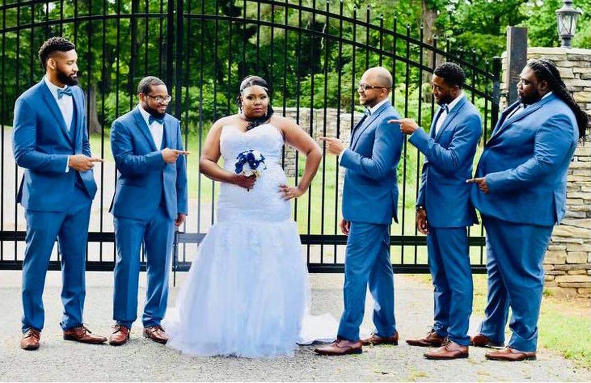 Christal and Keenan Pharr’s 2018 wedding featured a striking look for groomsmen.