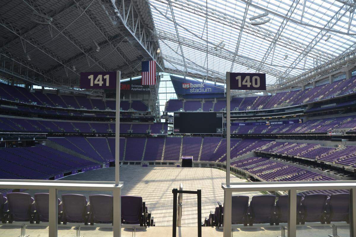 U.S. Bank Stadium has an open platform for ticket holders to congregate and mingle.