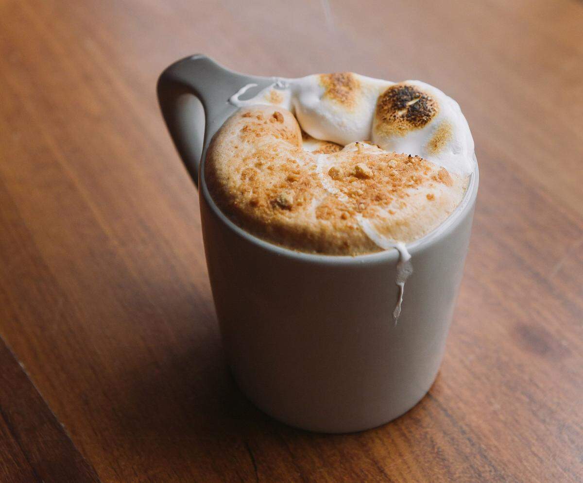The Suffolk Punch’s Campfire Latte is topped with torched marshmallow fluff.