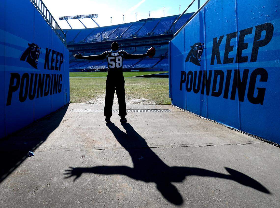 In 2015, Panthers linebacker Thomas Davis posed inside Bank of America Stadium for The Charlotte Observer. Davis signed a one-day contract and retired as a member of the team in March 2021.