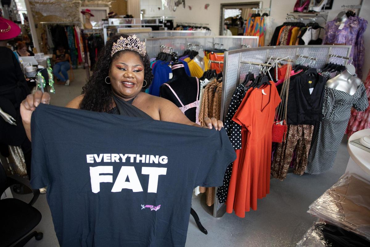 Summer Lucille poses for a portrait at her boutique, Juicy Body Goddess, in Charlotte, N.C., on Wednesday, August 4, 2021.