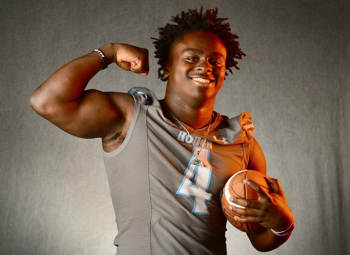 Hough Huskies linebacker LJ Porter on Tuesday, December 9, 2025.