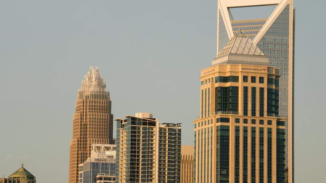 Bank of America office towers in Charlotte. The bank reported second quarter earnings Thursday, which were heavily impacted by the coronavirus pandemic.