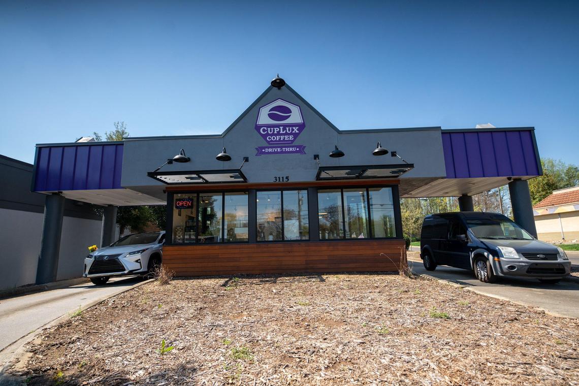 CupLux Coffee has two drive-up windows for their patrons.