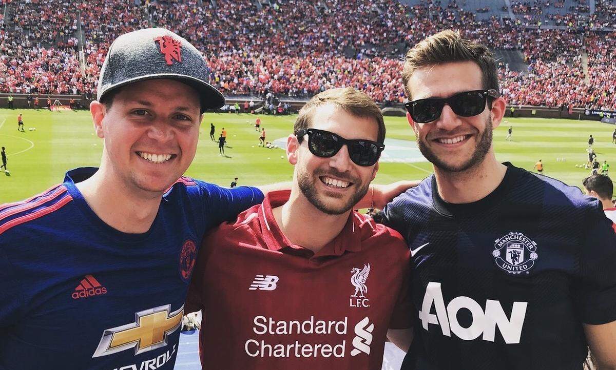 Soccer superfan Ryan Massey, center.