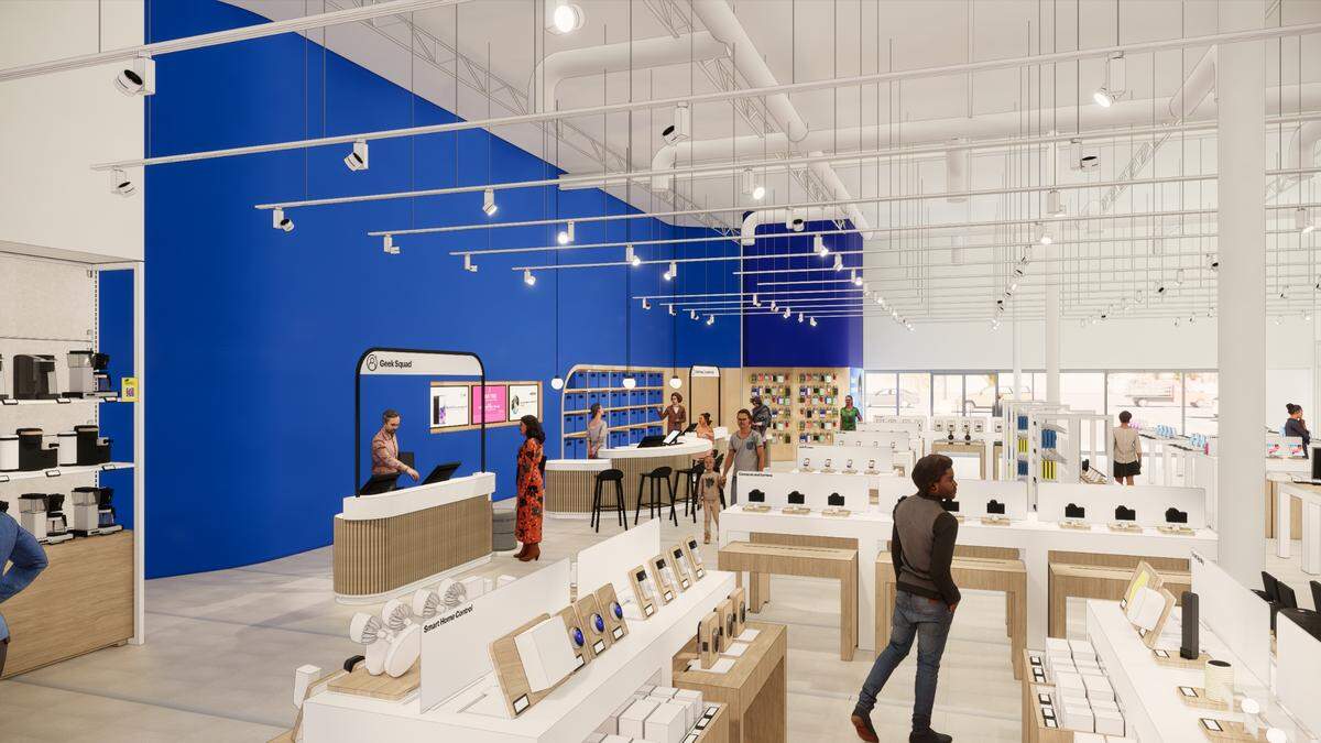 Shoppers at Best Buy in Monroe will be able to order products while shopping for pickup at the register and scan, pay and go for some items.