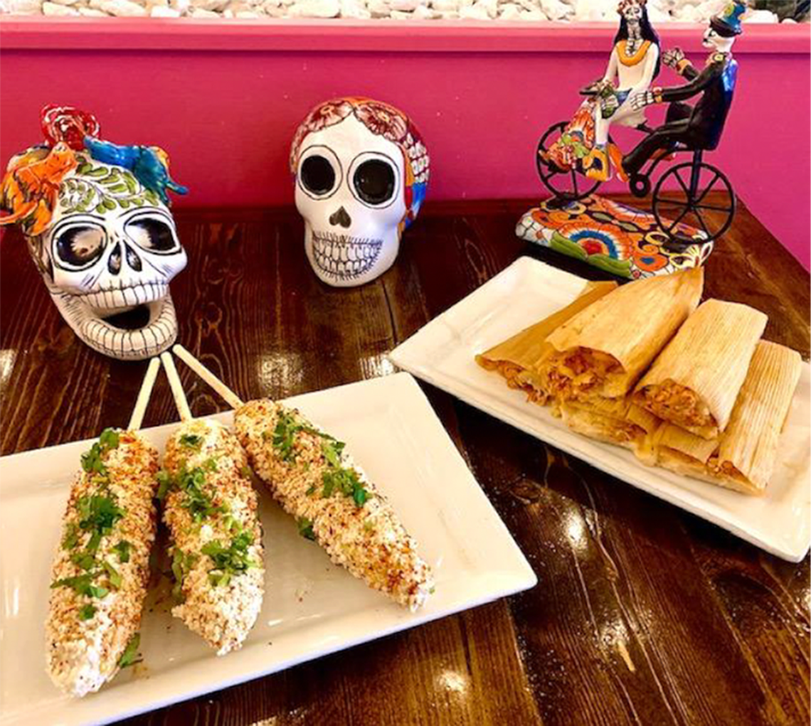 Mexican Street Corn and Chicken Tamales are available on Saturdays and Sundays at Cantina Louie.