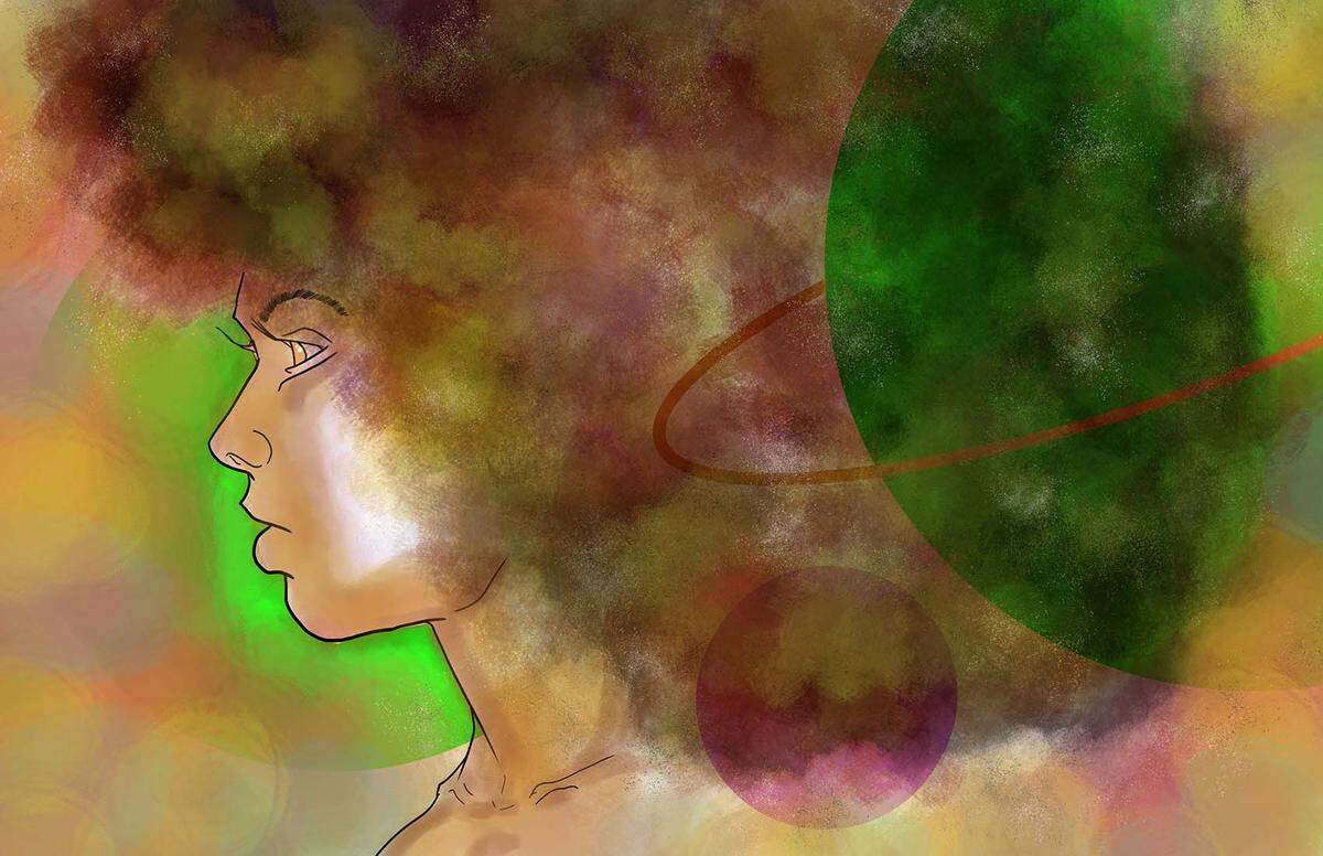 This piece is called “Autumn Galaxy.” McNair says it symbolizes the creation of life, “the idea that women are the source of all life including the galaxy we live in.” The colors represent the beauty seen in autumn. “I have a few sisters and of course my wife and daughter, mother, mother-in-law, grandmothers and aunts, they were all inspiration for this piece,” he said.