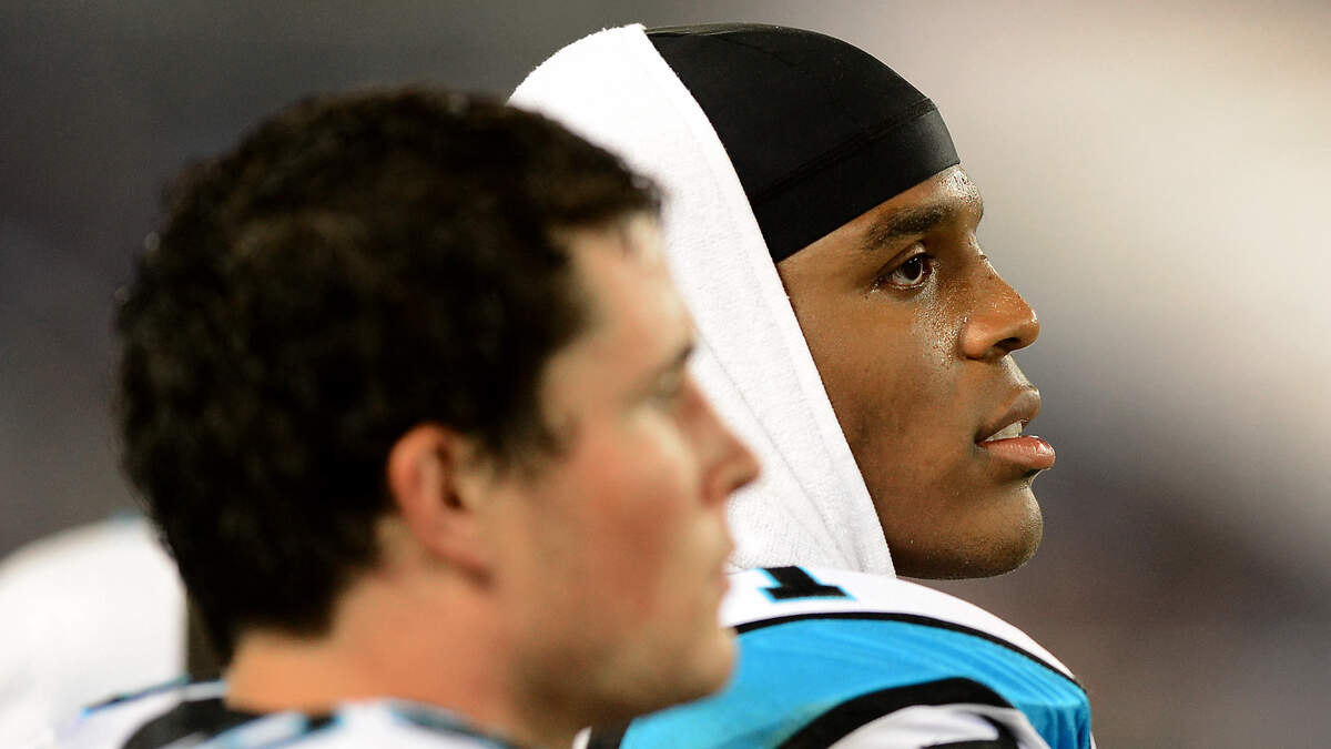 Carolina Panthers quarterback Cam Newton (1) and former linebacker Luke Kuechly in 2013.