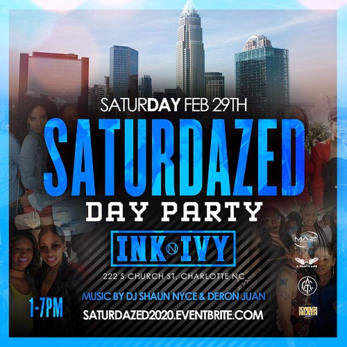 The 8th annual SaturDAZED Grown Folks Day Party will feature new and old school music, including R&B, house, hip hop, reggae and salsa, 1-6 p.m. Friday, Feb. 28, at Crowne Plaza Charlotte Executive Park, 5700 Westpark Drive, Charlotte.
