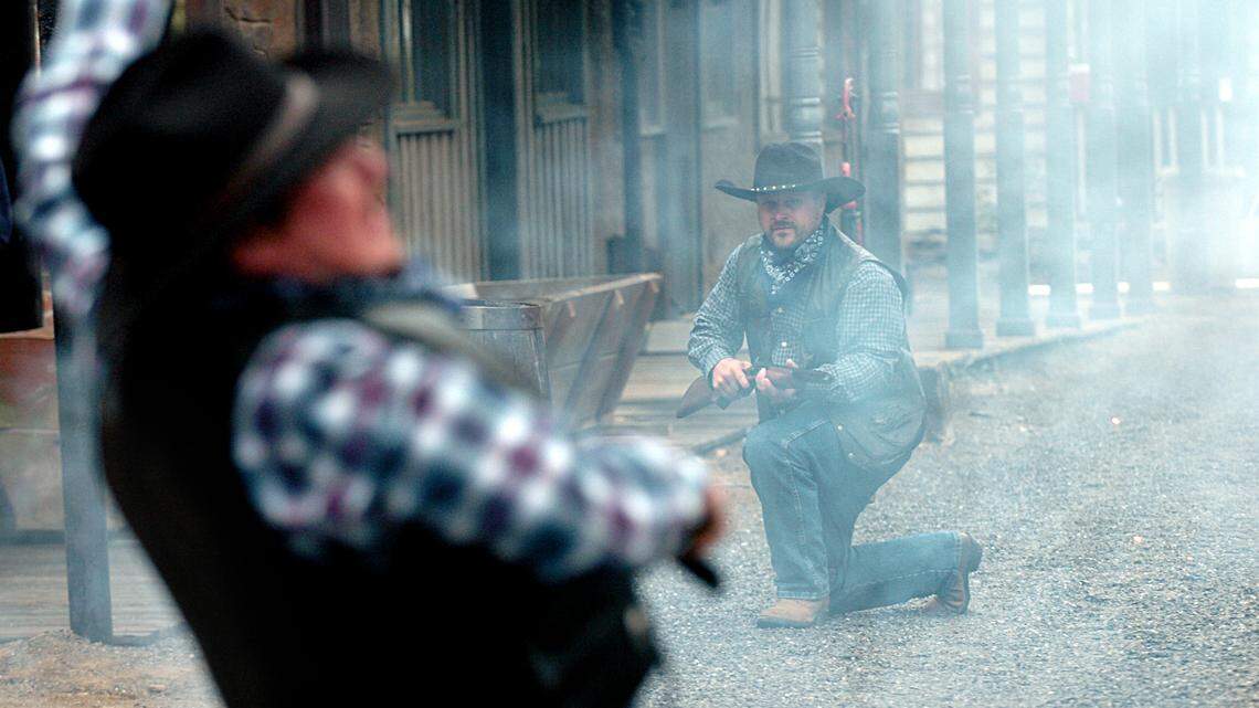 Deputy Mike (Mike Brown) dispatches a bad guy on the streets of Ghost Town in the Sky in Maggie Valley in 2007.