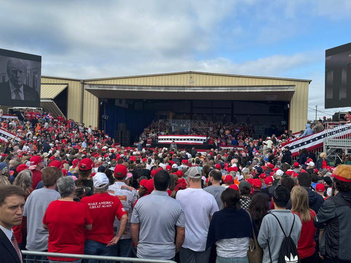 Supporters gather at Gastonia Municipal Airport for a Donald Trump rally on Saturday, Nov. 2, 2024