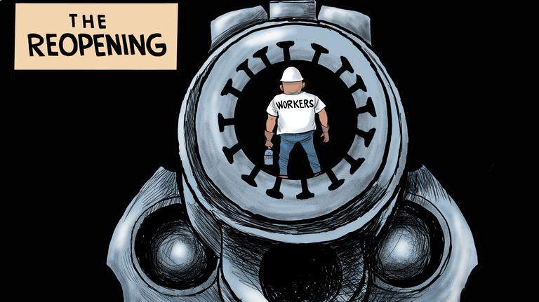 Kevin Siers cartoon: The back-to-work coronavirus  opening