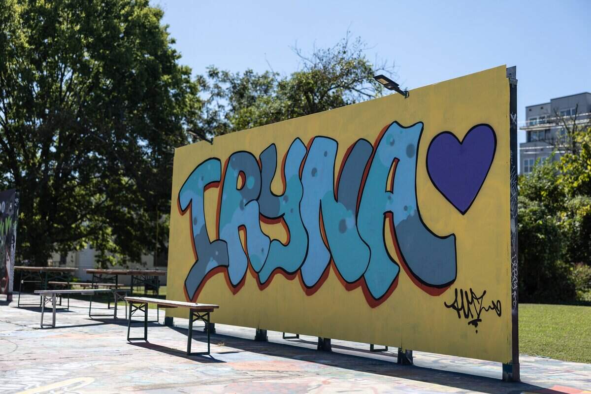 A mural in memory of Iryna Zarutska at the Taoh Outdoor Gallery in Charlotte on Friday.