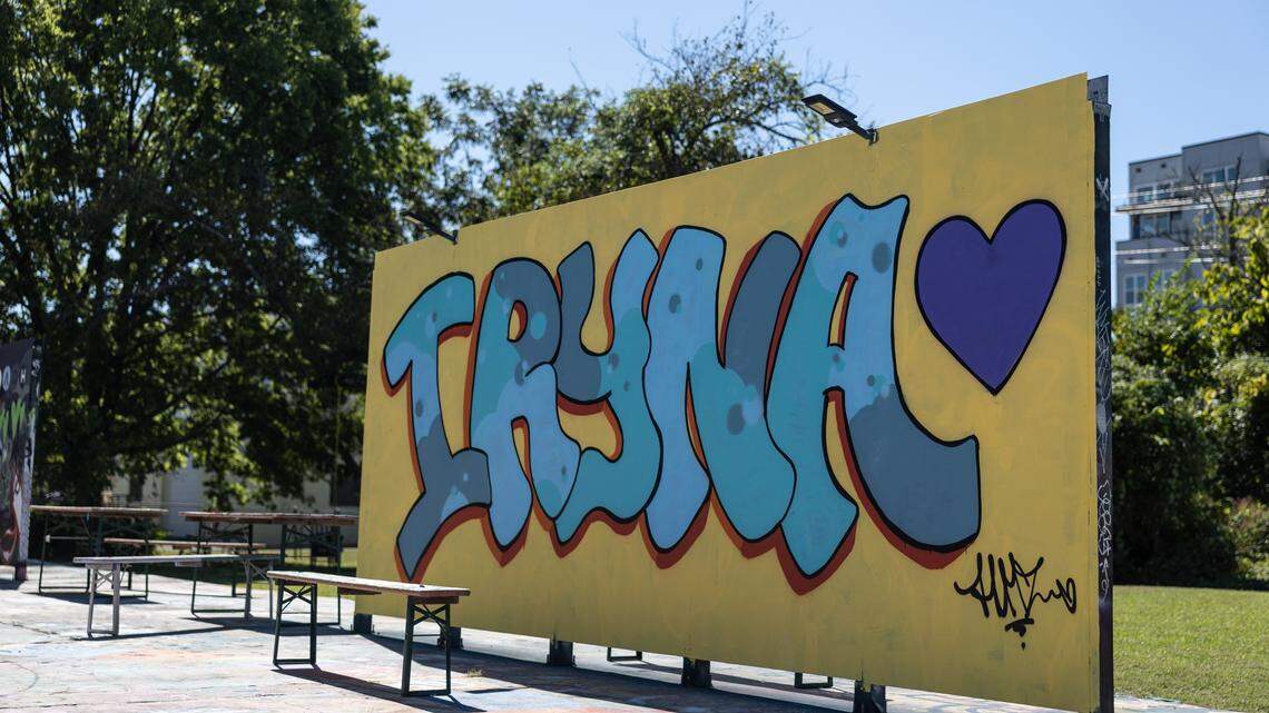 A mural in memory of Iryna Zarutska at the Taoh Outdoor Gallery in Charlotte, N.C., on Friday, October 3, 2025.