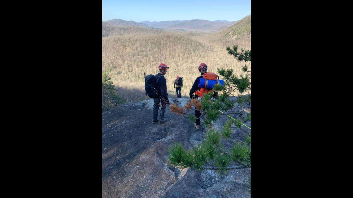 A hiker was rescued Sunday after falling 1,000 feet at Slate Rock in the North Carolina mountains.