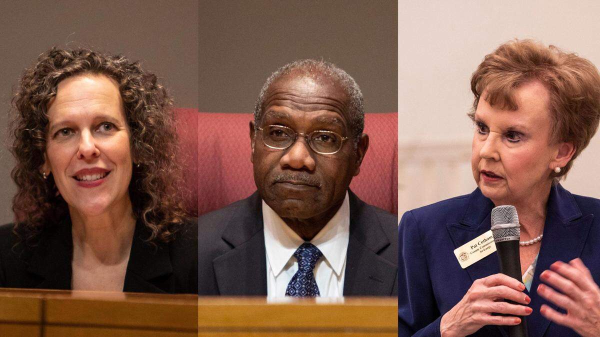 At-Large commissioners Leigh Altman, left, Arthur Griffin Jr. and Pat Cotham, sought re-election Tuesday night.
