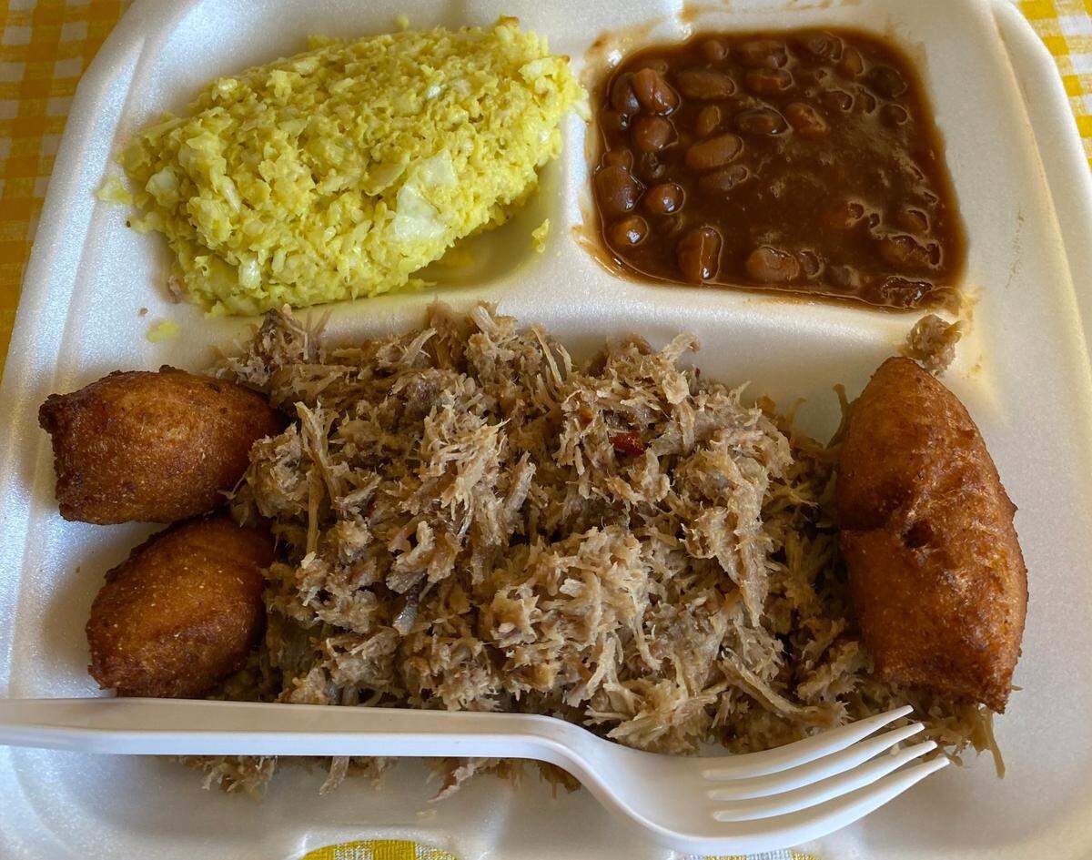 Eastern North Carolina barbecue from Bubba’s Barbecue in Charlotte.