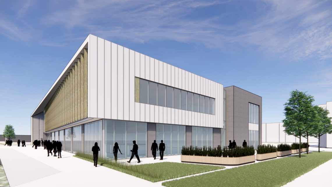 A conceptual design of the new library proposed for University City.