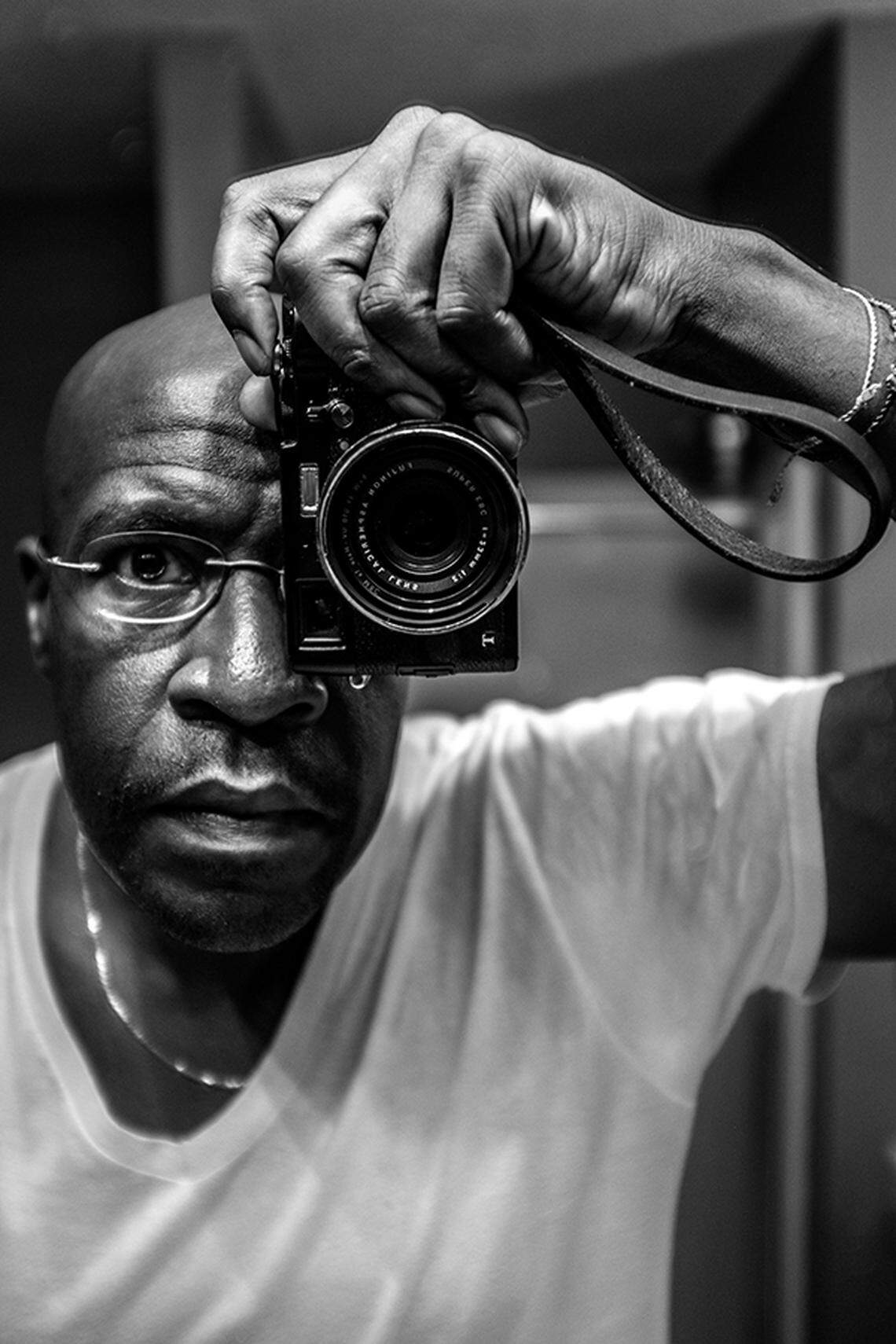 A self-portrait of photo artist Ken West. One of his images, Black Boys Cry, has been added to the permanent collection at the Mint Museum in Charlotte.