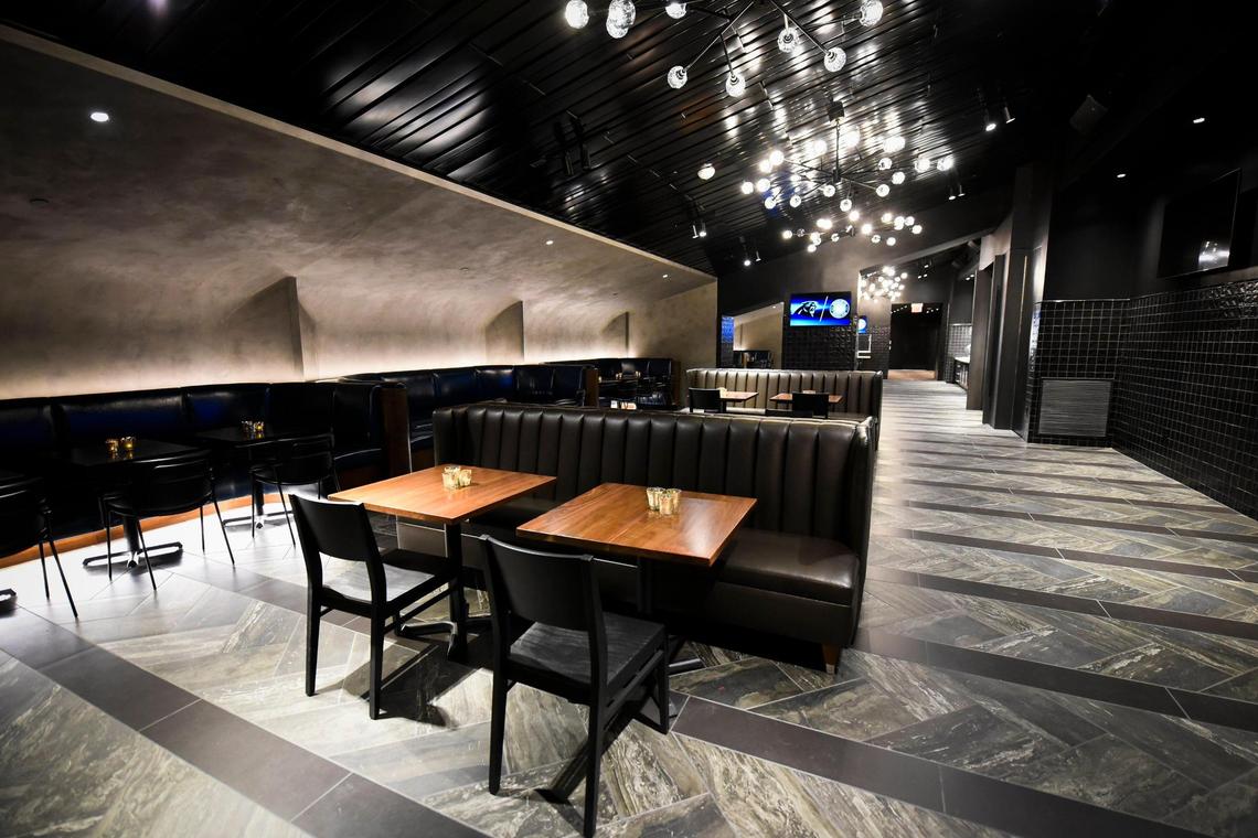 Seating in The Vault which is is a premium club located along the north sideline near the team’s entrance tunnel at Bank of America Stadium in Charlotte, N.C. Monday, Feb. 7, 2022. The Vault features will give guests more intimate hospitality and a close view of players entering and leaving the field.