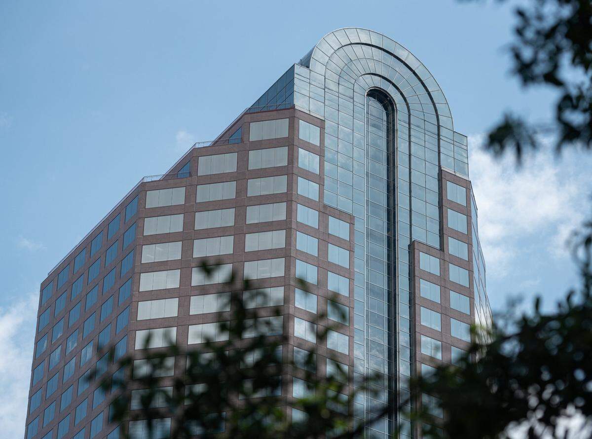 A bullet shattered a window on the 16th floor of One Wells Fargo Center, 301 S. College St., in Charlotte, N.C., on Tuesday, Oct. 4, 2022.