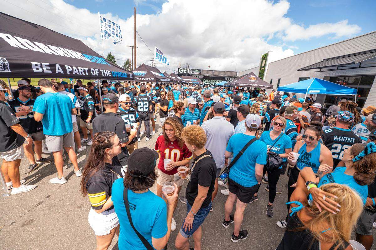 The Roaring Riot tailgate on Morehead Street is accessible for group members only.