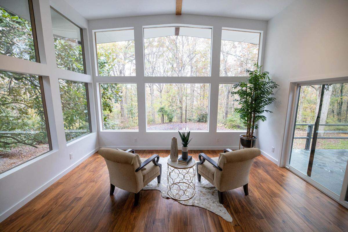 The living room after renovations.