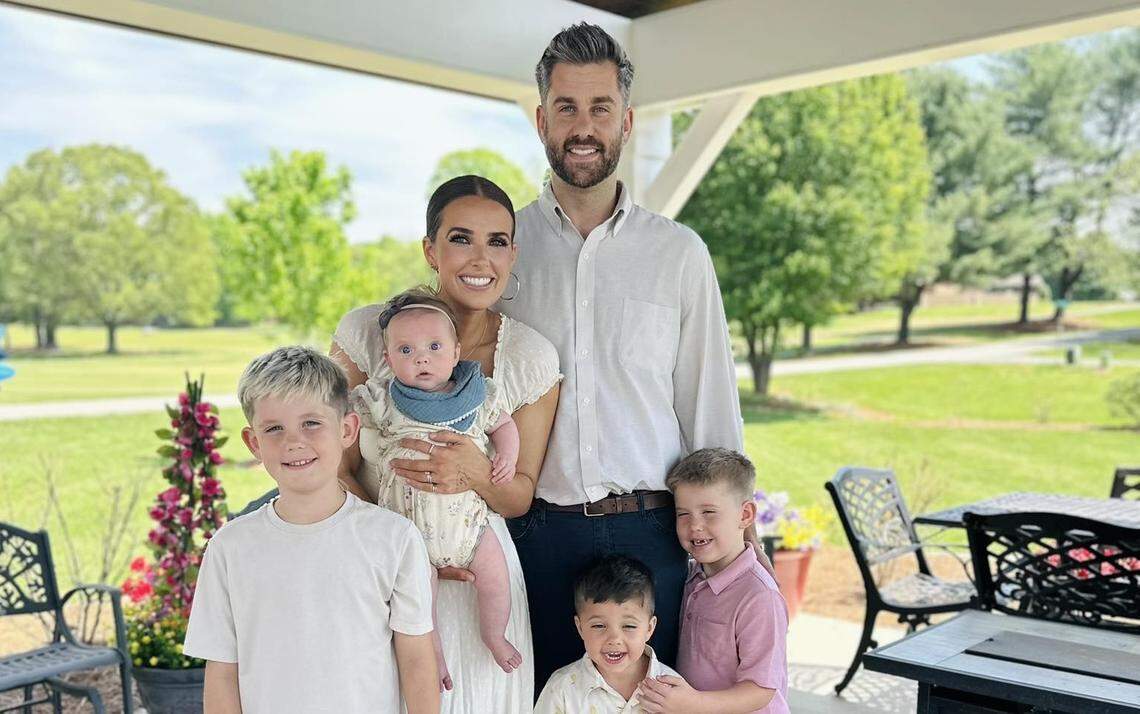 Tyler White with her husband and their four children, in a family photograph taken last spring.