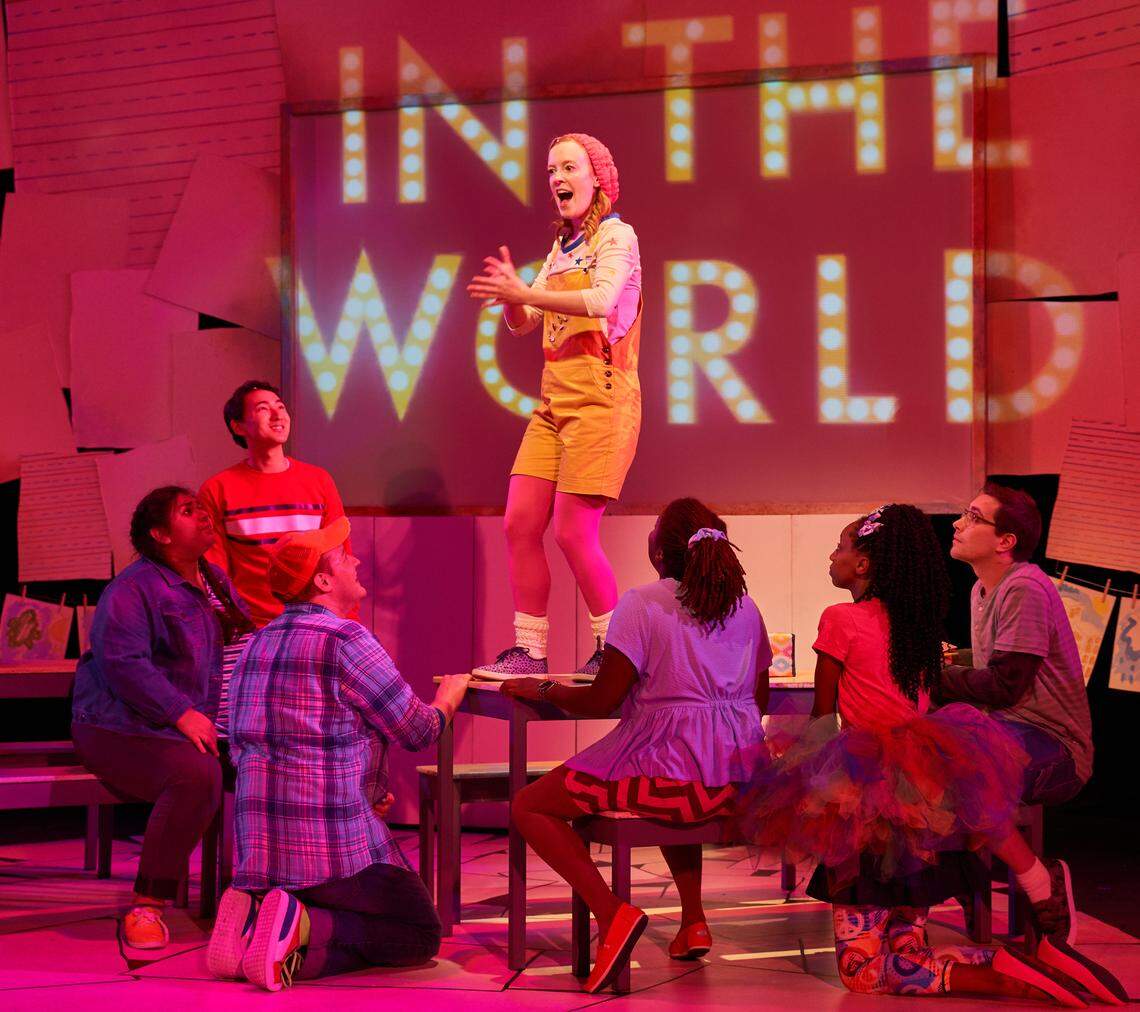 The self-proclaimed popular girl, Madison, details what makes her birthday parties “the greatest in the world” in “The Invisible Boy,” a high-energy musical on stage at ImaginOn Nov. 1-24. Madison is portrayed by Claire Hilton in this Children’s Theatre of Charlotte production.