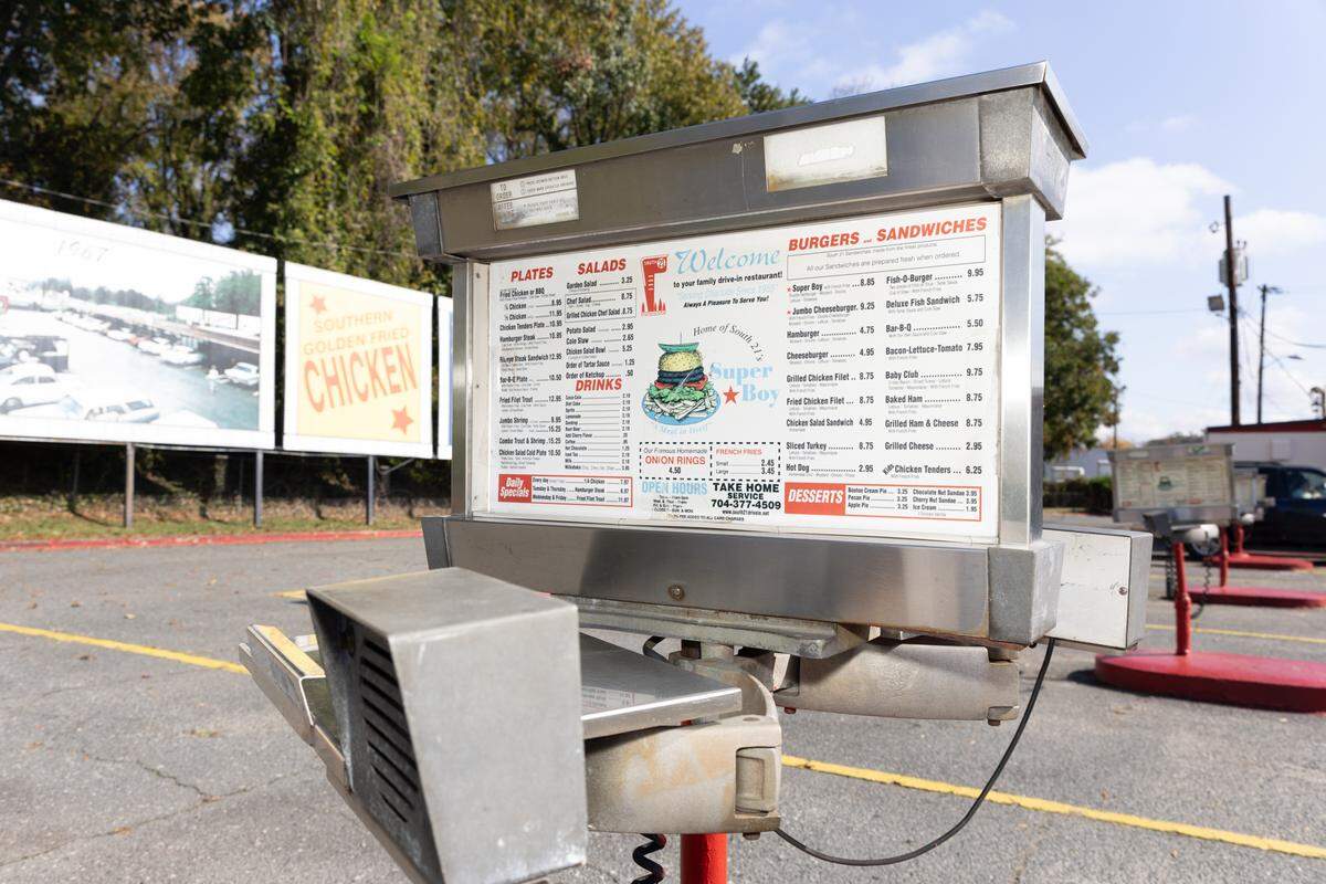 A drive up menu and ordering area at South 21.