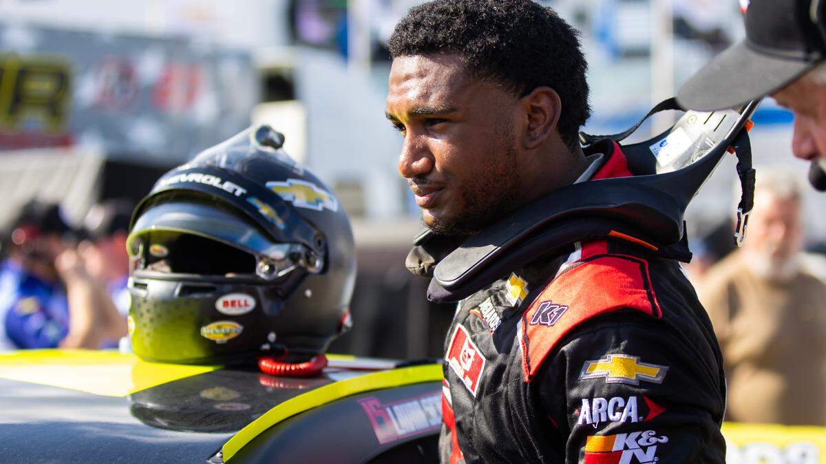 Feb 17, 2023; Daytona Beach, Florida, USA; ARCA Menards Series driver Lavar Scott during qualifying for the BRANDT 200 Supporting Florida FFA at Daytona International Speedway.