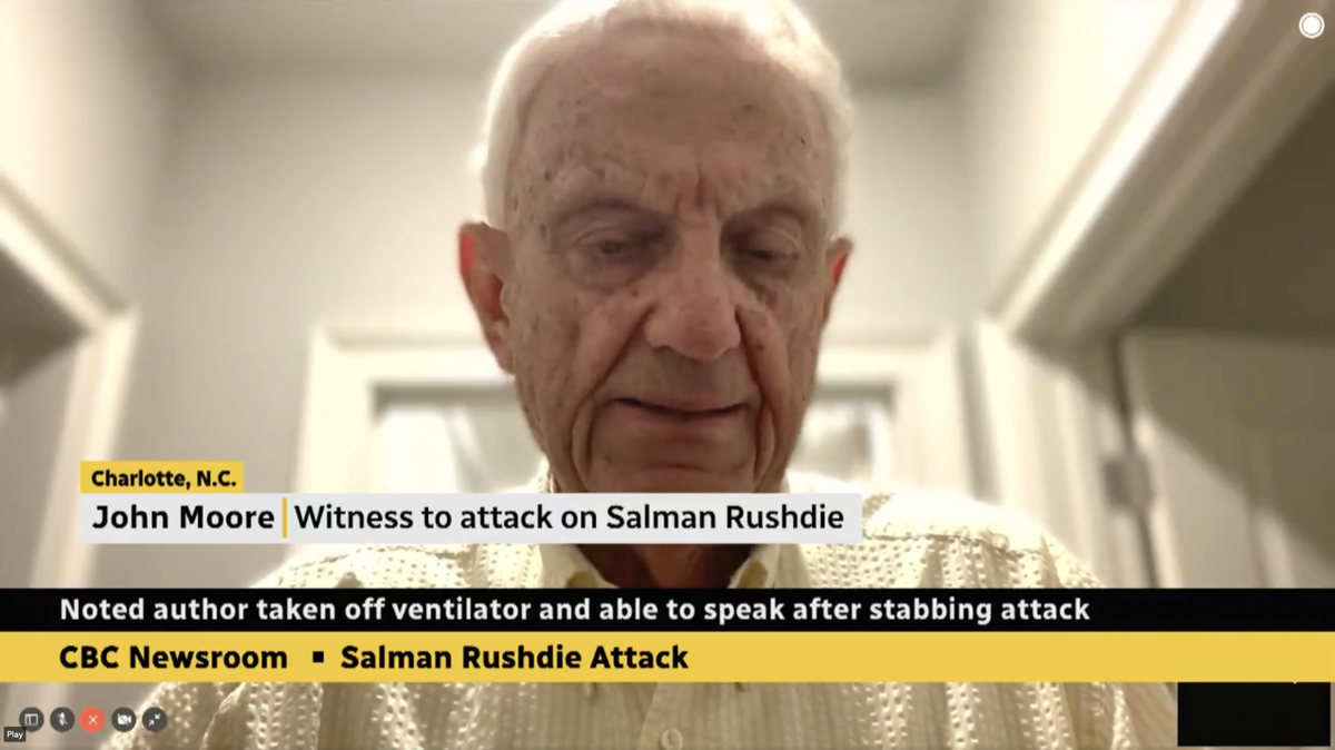 A screen shot of John Moore from his interview last weekend with CBC News.