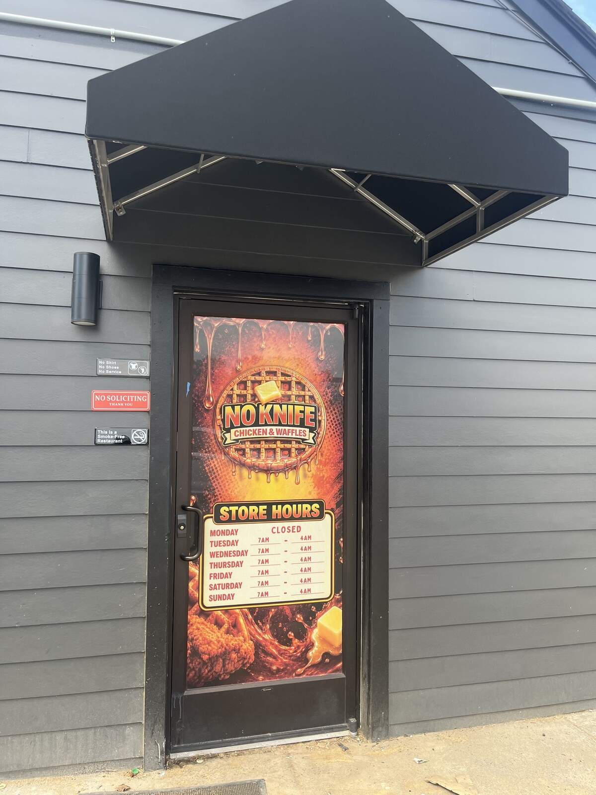 The restaurant will be open 7 a.m. to 4 a.m. daily except Mondays, when it will be closed, according to a sign on the door.