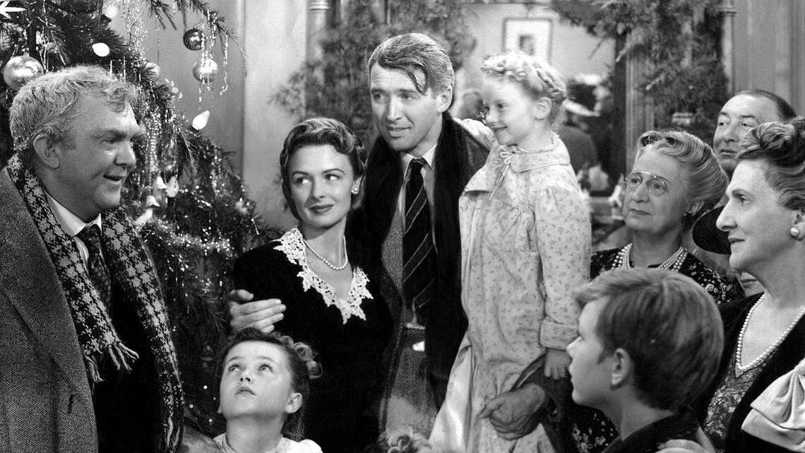 Donna Reed and Jimmy Stewart star in the holiday classic “It’s a Wonderful Life.”
