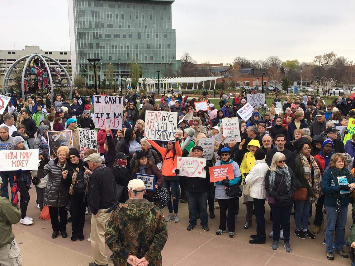 Some of the signs at Charlotte's March For Our Lives rally Saturday.