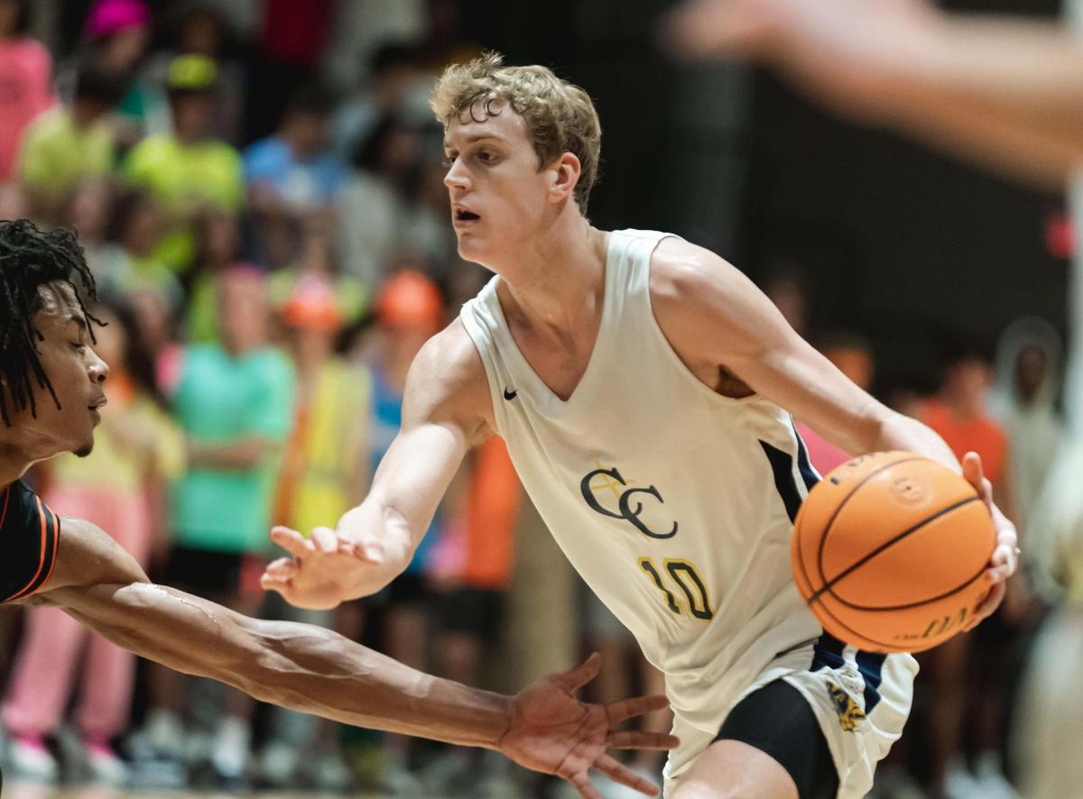 Carmel Christian’s Cade Tyson drives to the basket. Carmel Christian would play the Cougars of Chambers High School at the MLK Classic Saturday January 15, 2022.