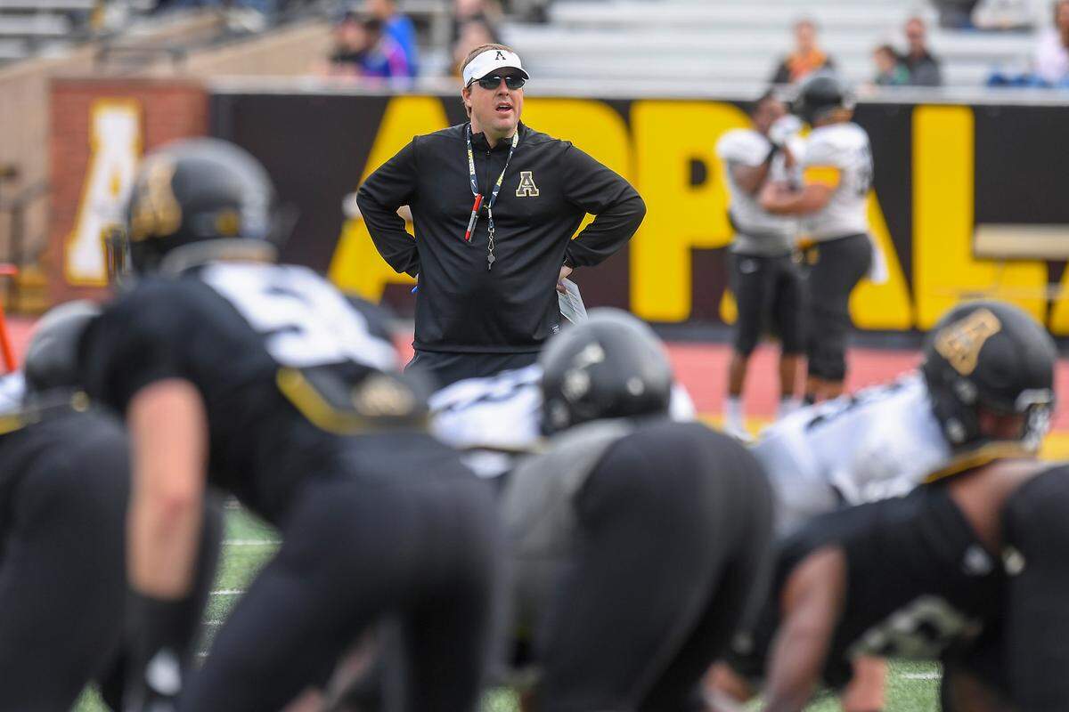 Coach Eli Drinkwitz is hoping to coach the Mountaineers to their fourth consecutive Sun Belt championship this season.