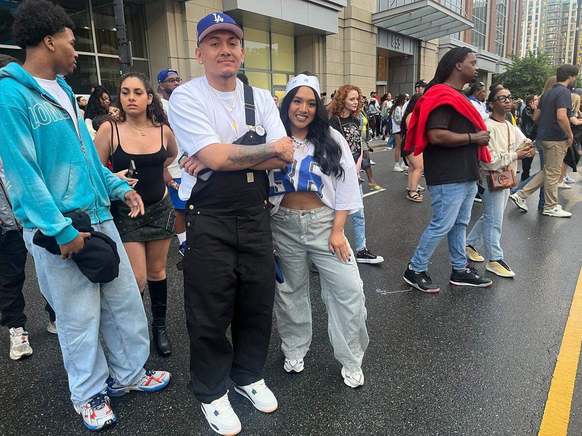Bryan is tapping into his L.A. heritage with his fit for Kendrick Lamar’s concert at Bank of America Stadium in Charlotte on Saturday, May 3, 2025. His partner Lali said she’s only heard great things about the concert and she’s ready to head in.
