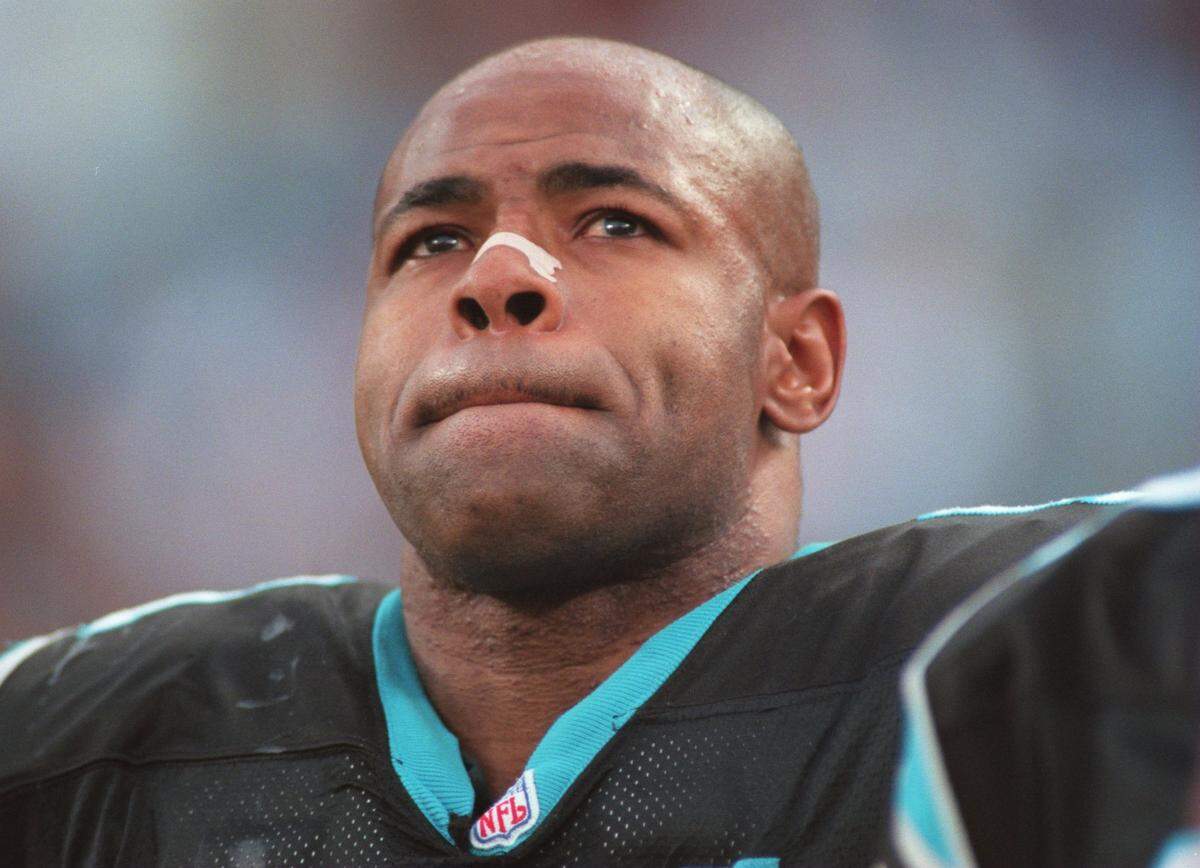 Panthers linebacker Sam Mills played for the team during its first three seasons, from 1995-97, and also originated the phrase “Keep Pounding.”