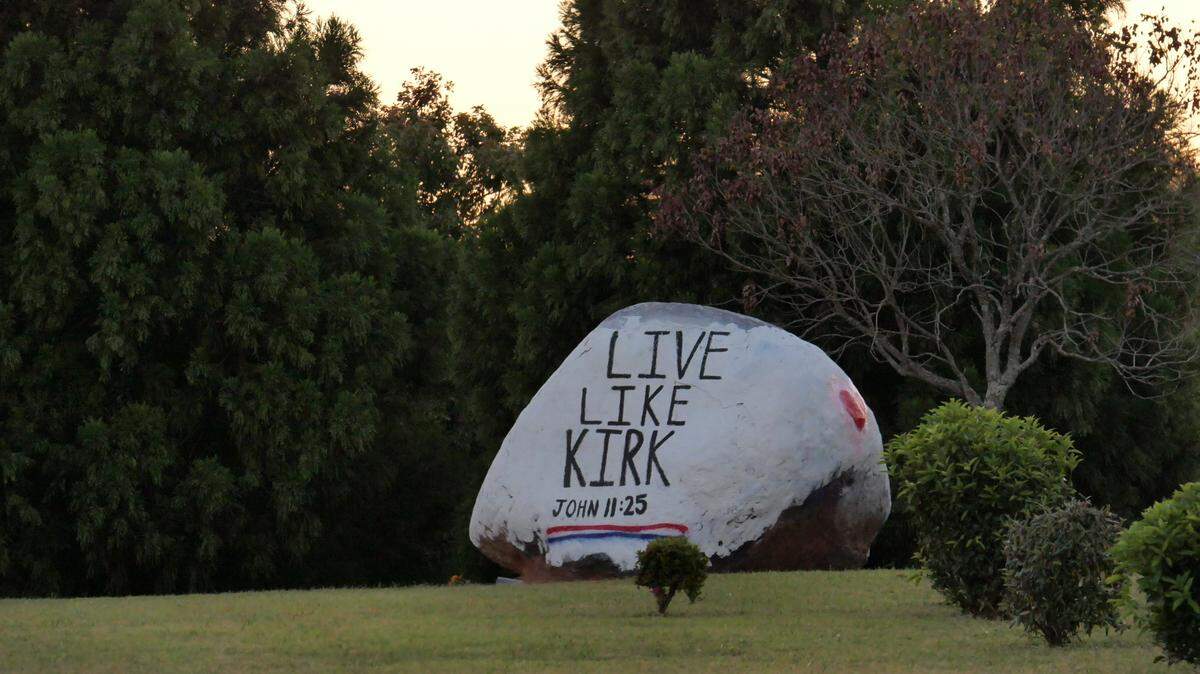 The spirit rock sits outside Ardrey Kell High School on Saturday, Sept. 14, 2025.