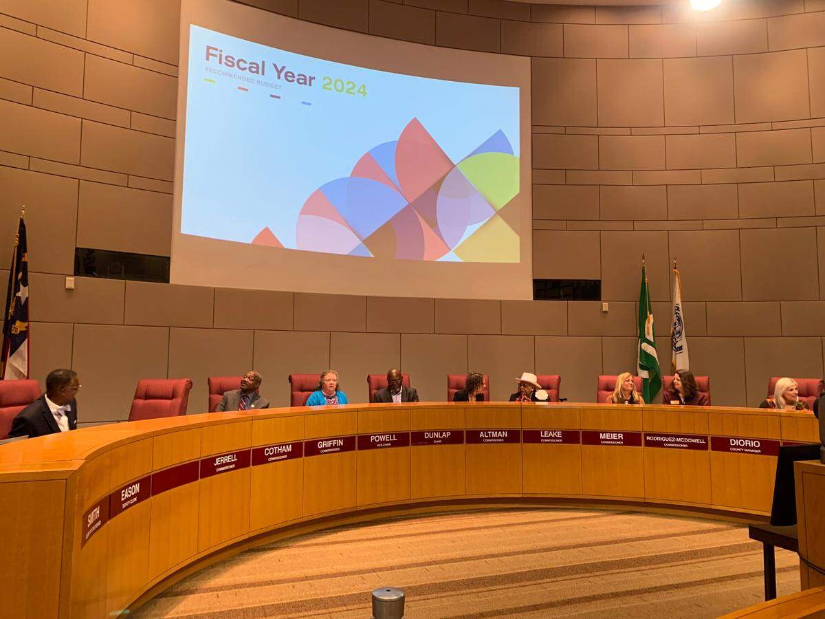 Mecklenburg County Commissioners prepare for County Manager Dena Diorio to give her fiscal year 2024 budget presentation.
